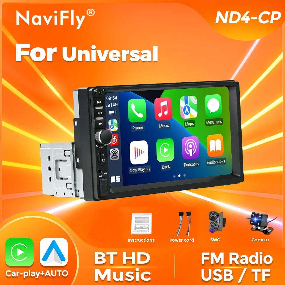 

Navifly 1 Din Carplay Auto 7 "хост мультимедийный HD видеоплеер для Honda Nissan KIA Lada Skoda Dacia Renault Peugeot FM Radio BT