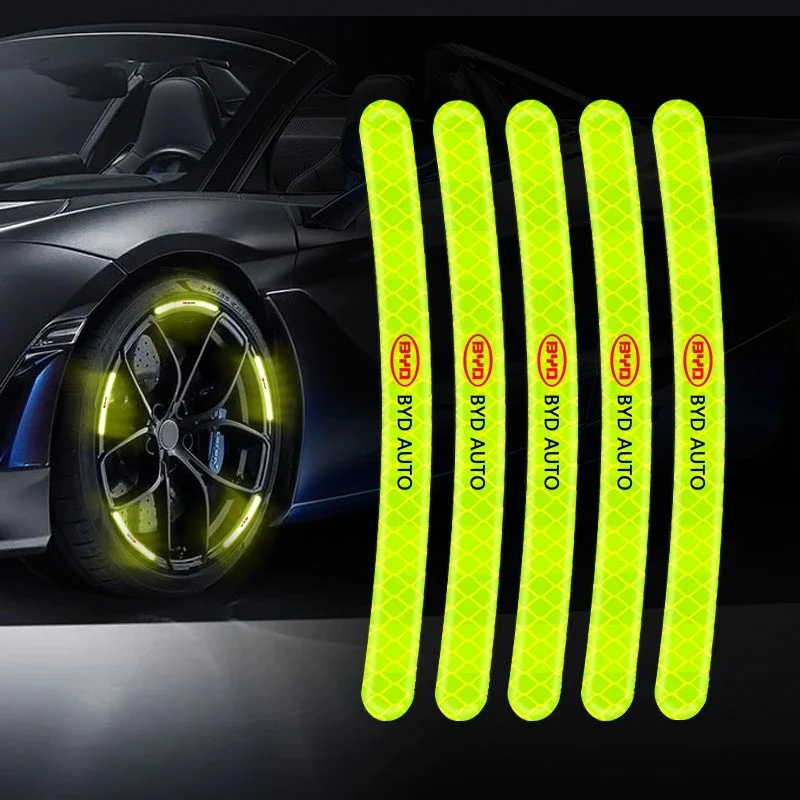 

5/10/20Pcs Car Wheel Rim Reflective Decal for BYD Dolphin Seal Atto 3 Sealion 6 Song Plus Han Tang EV Seagull Safety Sticker