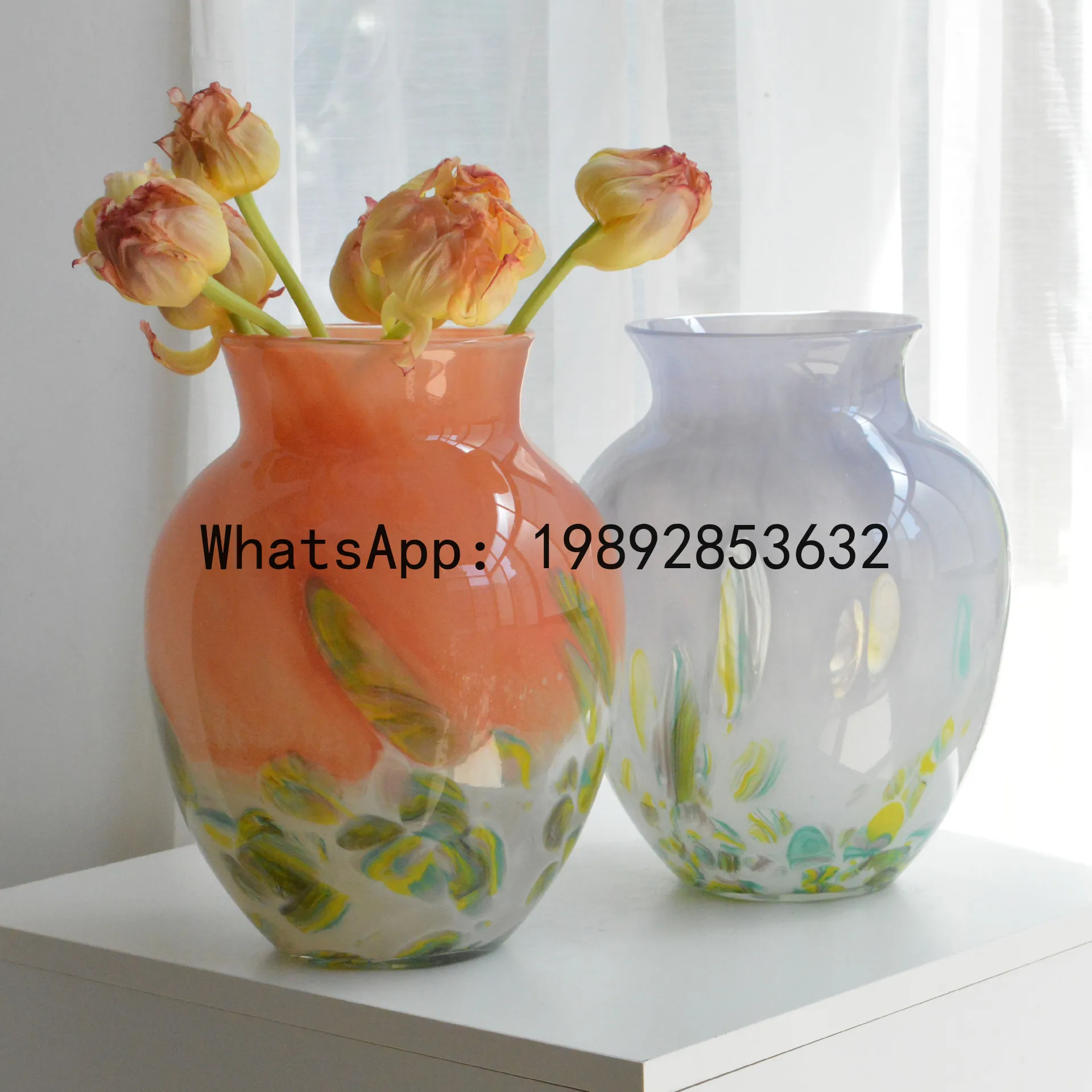 

Glass Vase Gradient Pattern Flower Arrangement Accessories Hydroponics Terrarium Glass Flowerpot Home Decoration Accessories