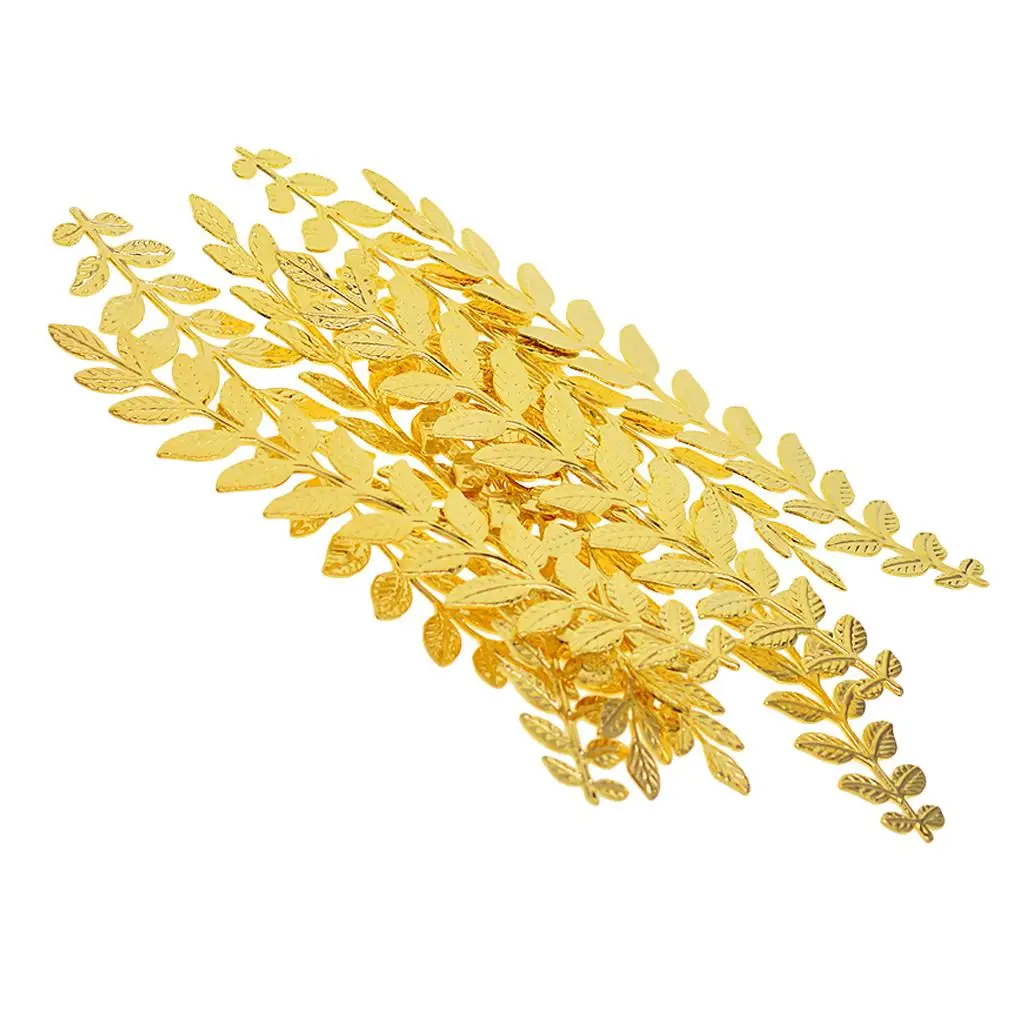 

10 Pieces Metal Long Leaves Charms Pendants Findings for DIY Necklace Bracelet Earrings Wedding 120mm , Gold