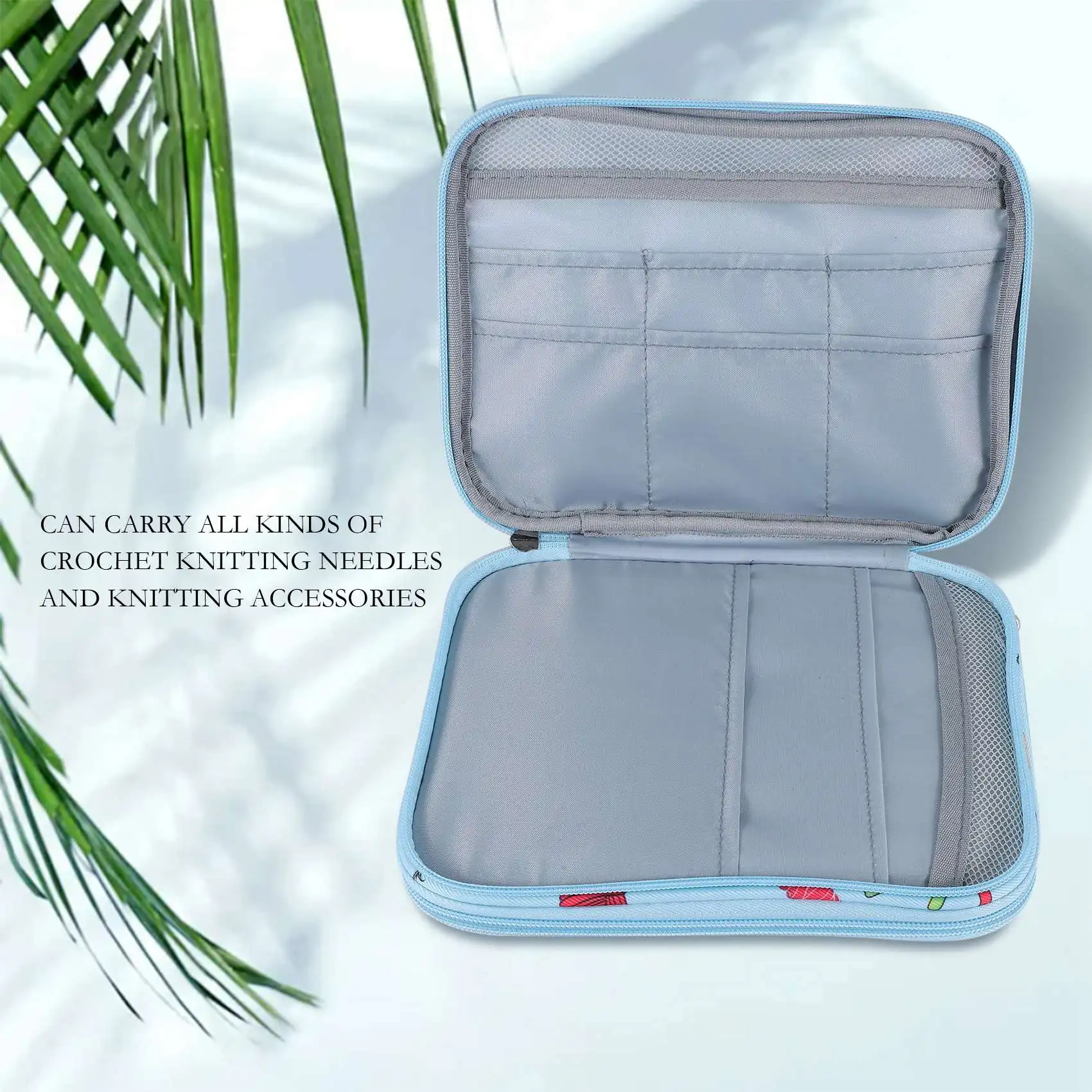 AEE3-Empty Knitting Needles Case Travel Storage Organizer Storage Bag For Circular Knitting Needles And Accessories Kit Bag