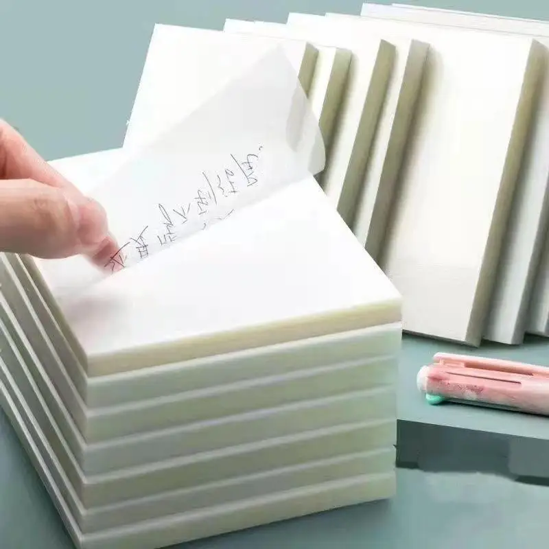 50/100 Sheets Transparent Sticky Note Pads Waterproof Self-Adhesive Memo Notepad School Office Supplies Stationery