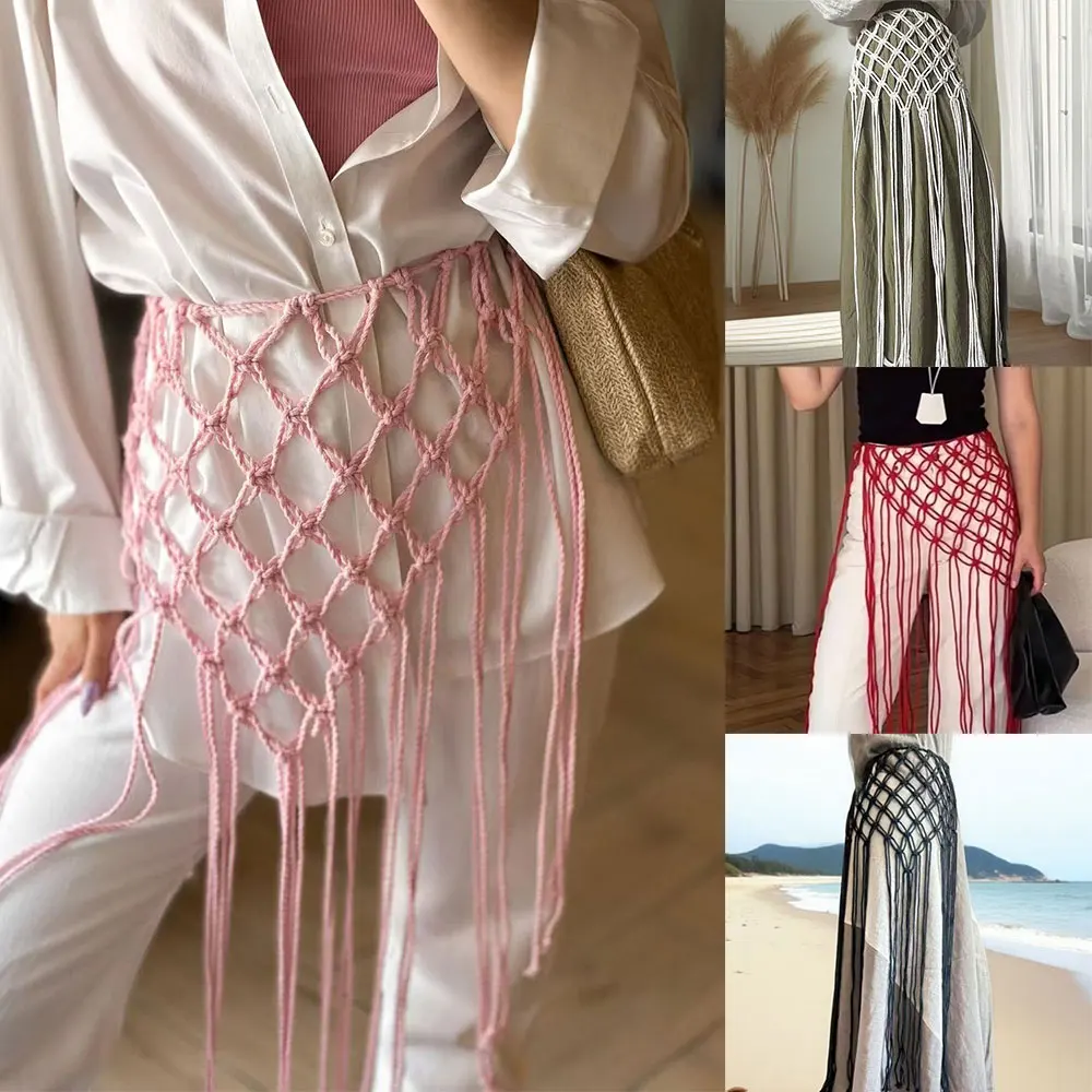 

Fashion Fringed Skirt Women Suits Jeans Waistline Netted Fringe Waistband Handwoven Girdle Top Soulful Accessory Butt Curtain