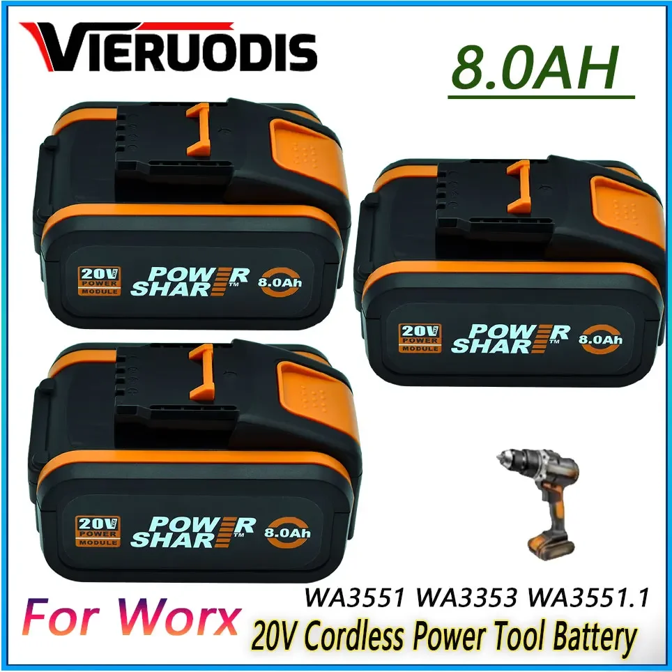 

Для батареи 20V 8000mah Li-Ion для Worx WX390/WX176/WX166.4/WX372.1 WX800/WX678/WX550/WX532/WG894E WG629E/WG329E/WG2