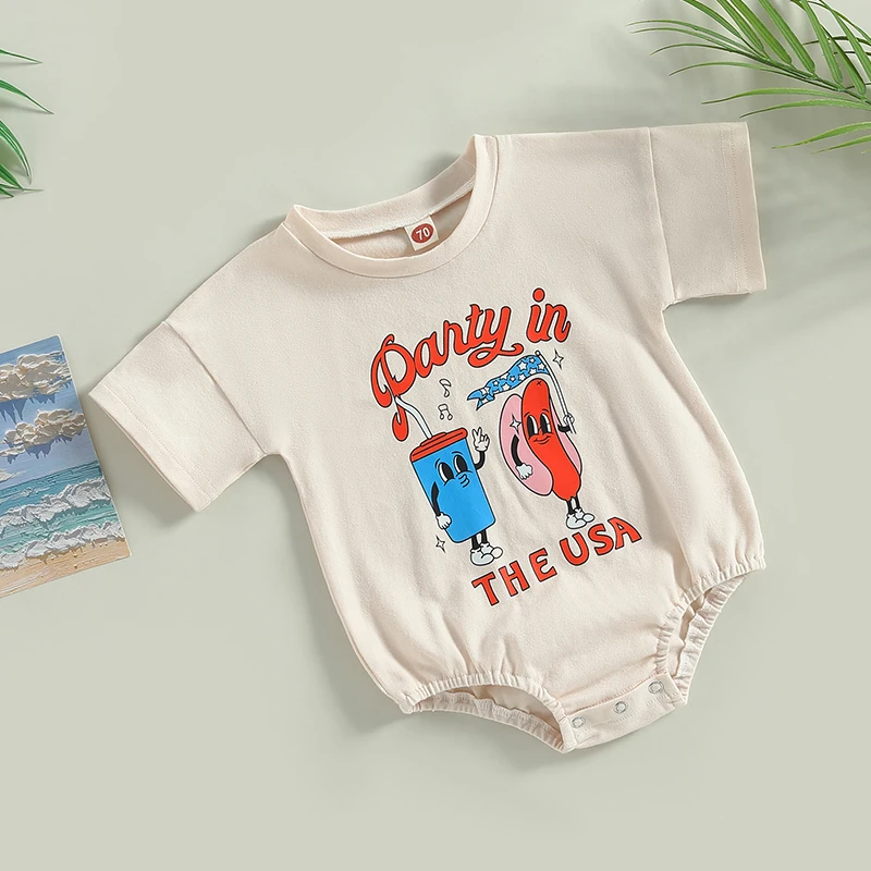 

Independence Day Infant Jumpsuit Adorable Patriotic with Cute Graphic Print Baby Outfit for July 4th Celebration