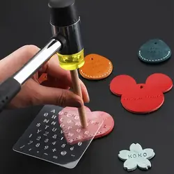 1Set DIY Leather Carving Digital Symbol Seal Leather Letter Punching Semi Transparent Leather Printing Tool Movable Type Copper