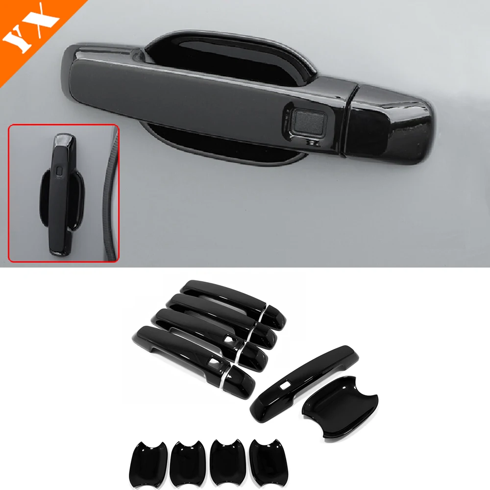 Carbon Chrome Black Car Door Knob Protector Door Handle Frame Cover Trim For GWM Great Wall WEY Tank 300 2022 2023 Accessories