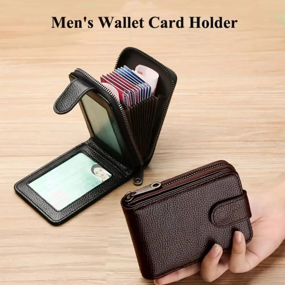 11/16 Slots PU Leather Card Holder with Buckle RFID Protected Portable Coin Purse Compact Multipurpose Men's Zipper Wallet