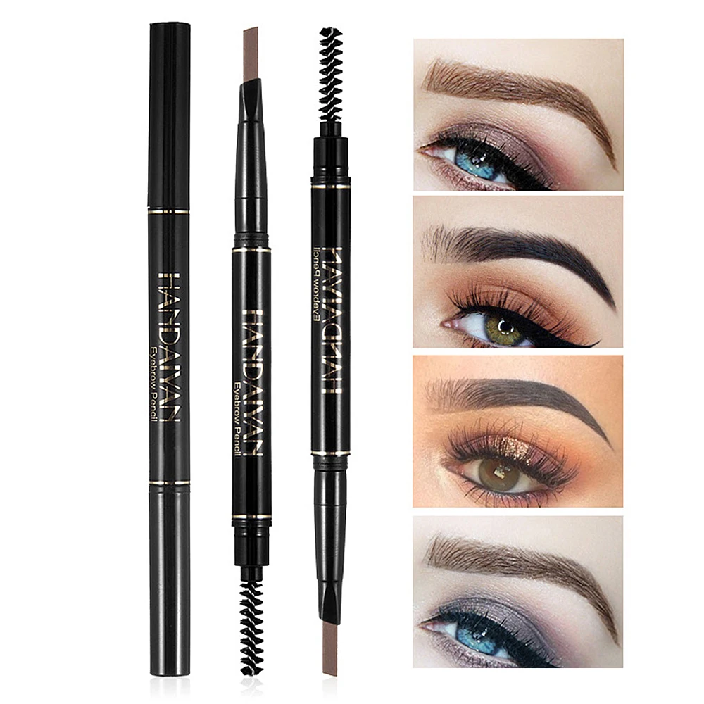 

HANDAIYAN Eyebrow Pencil 2 in 1 Auto Waterproof Eye Makeup Brow Shades Brush Maquillaje Sombrancelha Long Lasting Eyebrow Pencil