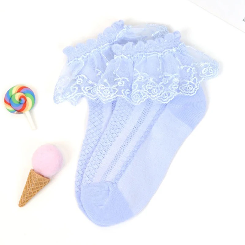 Baby Socks Sweet and Cute Lace Ruffle Socks with Breathable Fabric Girls Solid Color Princess Style Socks Dress Accessories