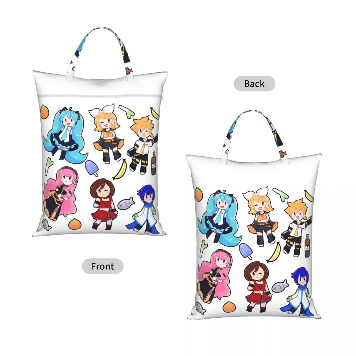 ボーカロイドちびカオス！-miku-トラベルランドリーバッグ-防水-再利用可能-汚れた衣類用ポーチ-ジム-ヨガ-キャンプ-洗濯バスケット