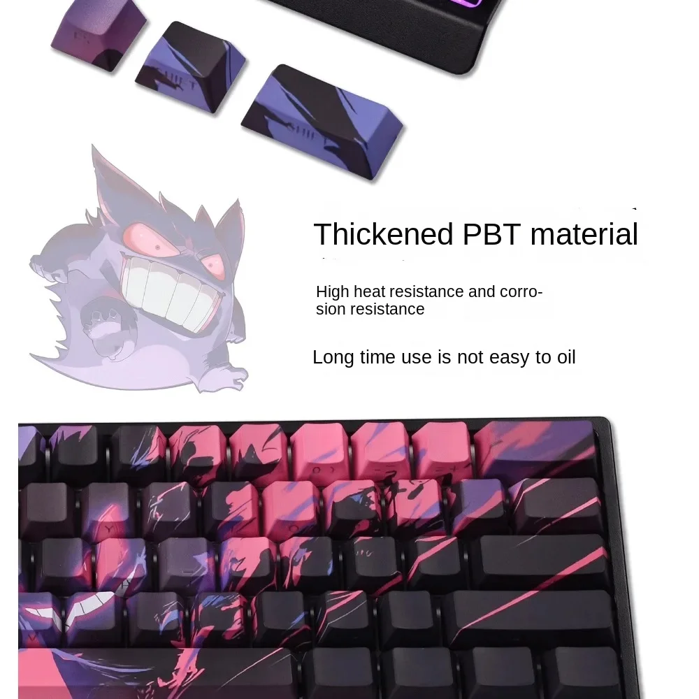 Imagem -04 - Mulheres Gengar Pbt Keycap Teclado Mecânico Caps Peças Perfil Original Sublimação Térmica Eixo Cruz Personalizado 134