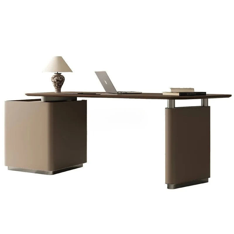 

Стол из цельного дерева в средневековом стиле, минималистичный домашний кабинет, высококачественный компьютерный стол из седельной кожи орехового дерева