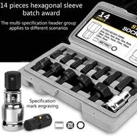 14pcs/set 3/4/5/6/7/8/10/12/14/17/19/22/24mm Socket Set Hex Bit Head For Ratchet Wrench 1/2 Inch Drive Screwdriver Hand Tools