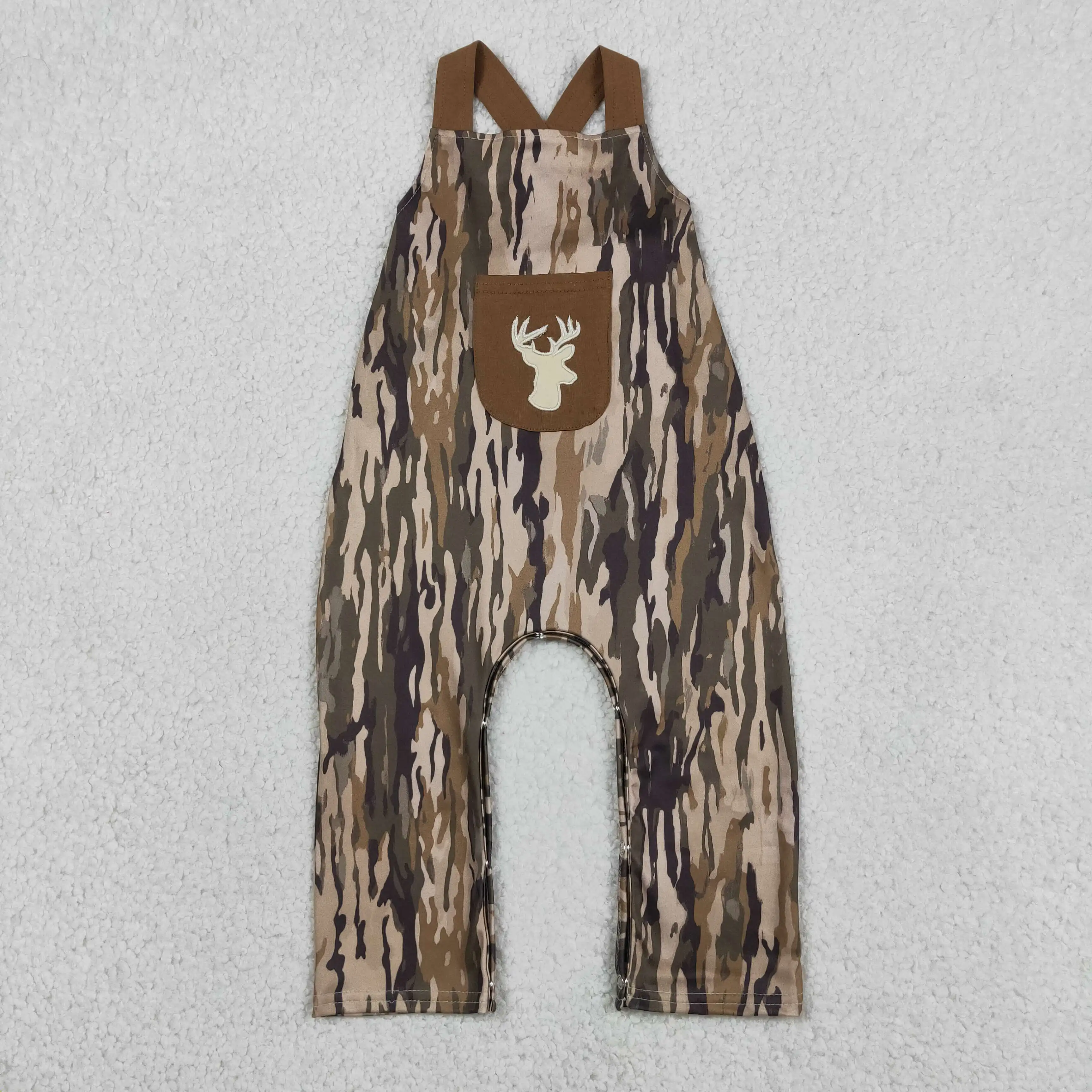 Wholesale Newborn Toddler Baby Boy Sleeveless Deer Camo Romper Kids Children Stripes Embroidery Jumpsuit Infant Boys Clothes
