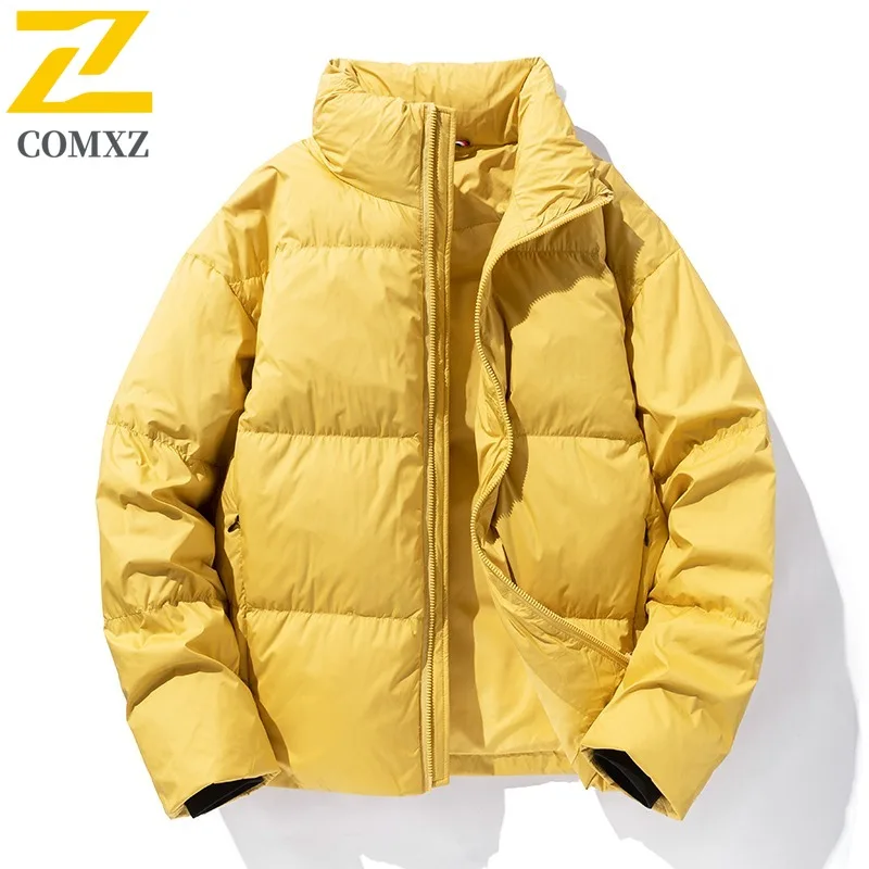 

COMXZ 2025 Роскошный мужской пуховик, модная корейская удобная парка с воротником-стойкой, однотонное легкое утолщенное зимнее пальто