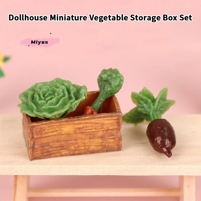 Mini Gesimuleerde Groenteset met Mand voor 1/12 Poppenhuis Keuken Decor Poppenhuis Accessoires Fantasiespel Speelgoed voor Kinderen