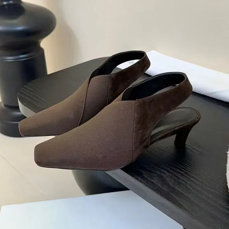 Сандалии с квадратным носком и закрытым носком с ремешком на спине, женские разноцветные сандалии на тонком высоком каблуке, летние пикантные вечерние модельные туфли