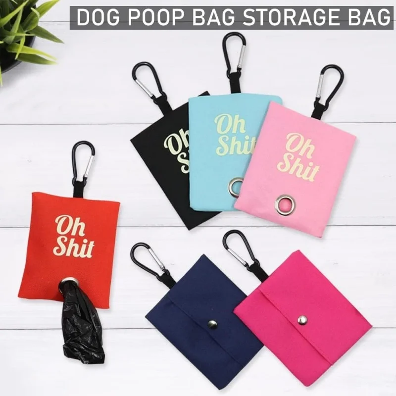 Portable Pet Poop Bag Dispenser Canvas Garbage Bags Outdoor Waste Bag Holder for Dogs Cats Puppy Cat Pick up Organizer