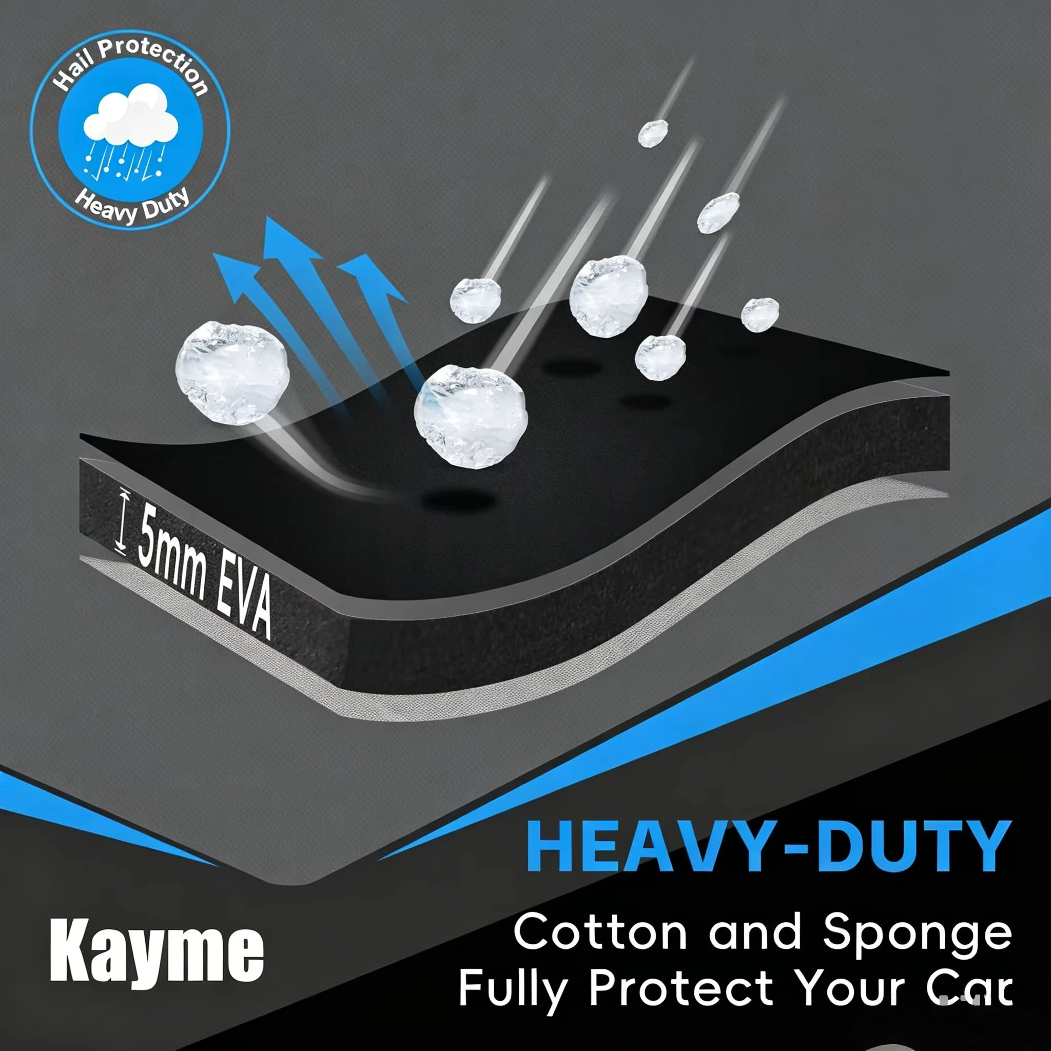Kayme Hail Resistant Car Cover Outdoor Thickened Model Waterproof Anti UV Wind Dustproof Full Cover Fit for Hatchback Sedan SUV