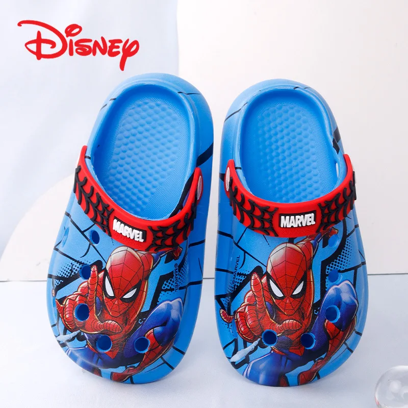 2024 Disney Children's Slippers Summer Boys Spiderman Slipper Anti-slip Hole Kids Beach Shoes Soft Bottom Toddler Home Slipper