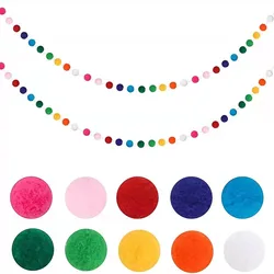 Wool Felt Ball Garland Colorful Pom Pom Garland Handmade 6.5 Feet Long  Felt Ball Garlands for Wall Christmas Tree Decoration