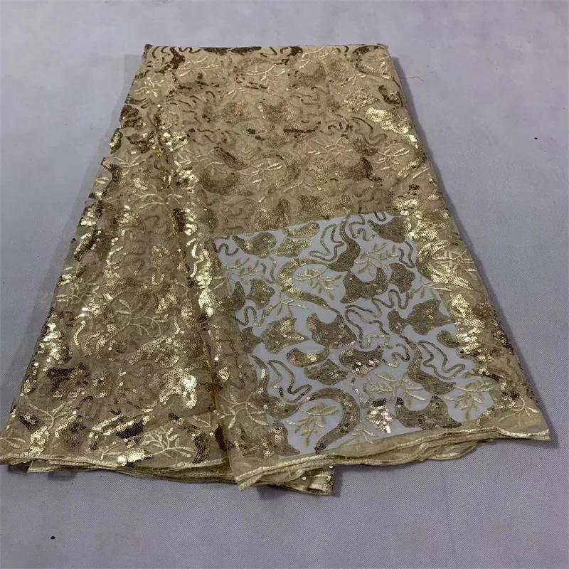 

2024 красная новейшая африканская сетчатая кружевная ткань с вышивкой блестками золотые Французские тюлевые кружевные ткани для Нигерии свадебного платья