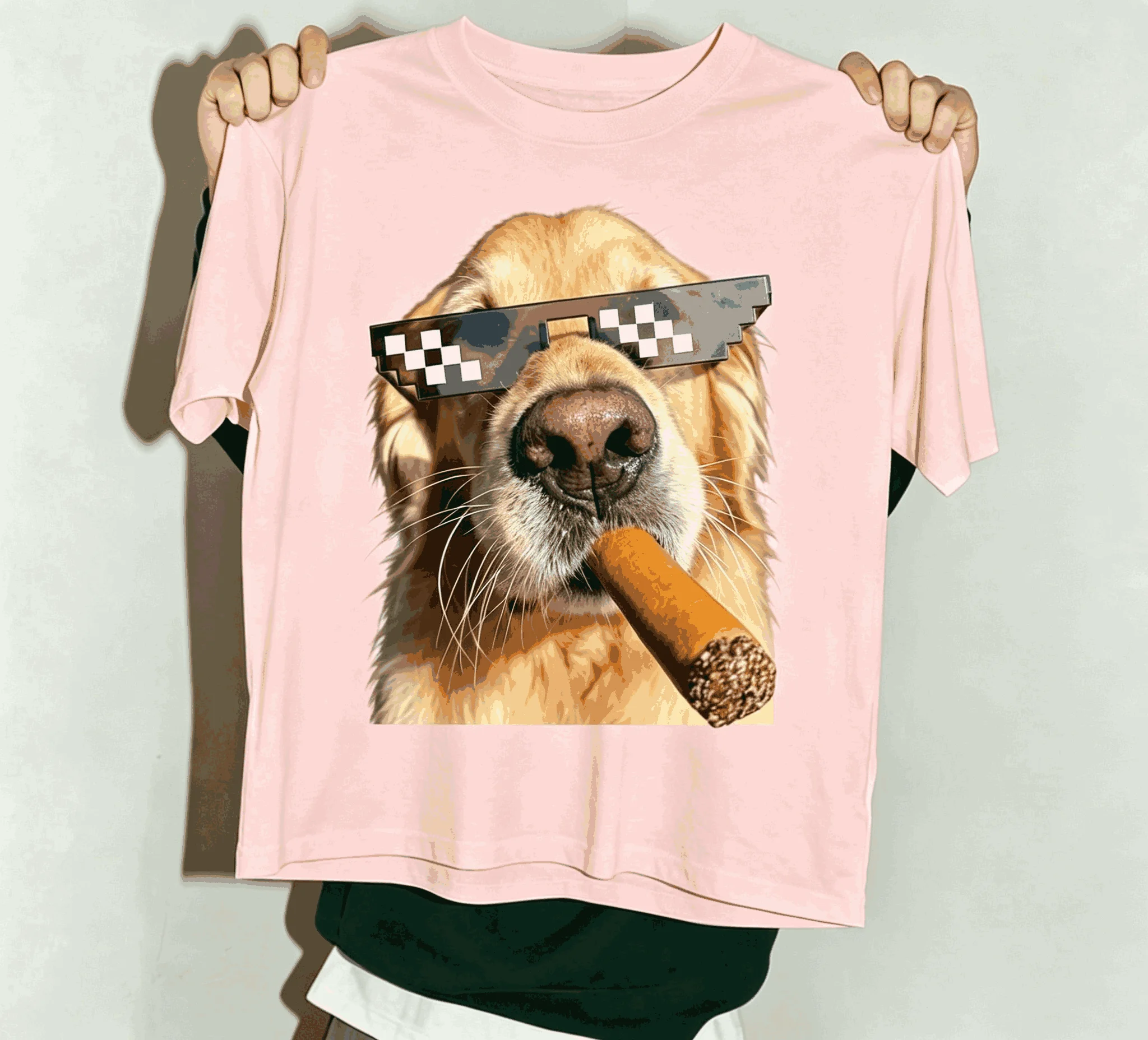 funny cute dog meme Print T-shirt Crew Neck T-Shirt for Men Women Streetwear Trendy Cotton Short Sleeves Classic high quality