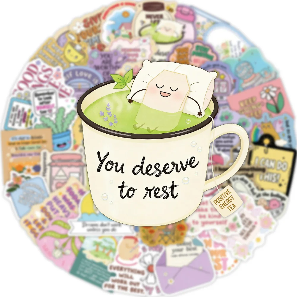 50PCS Cartoon Inspirational Sticker Beautiful Things Constantly Growing Creative  Interesting Collection Decoration Scrapbook Ph