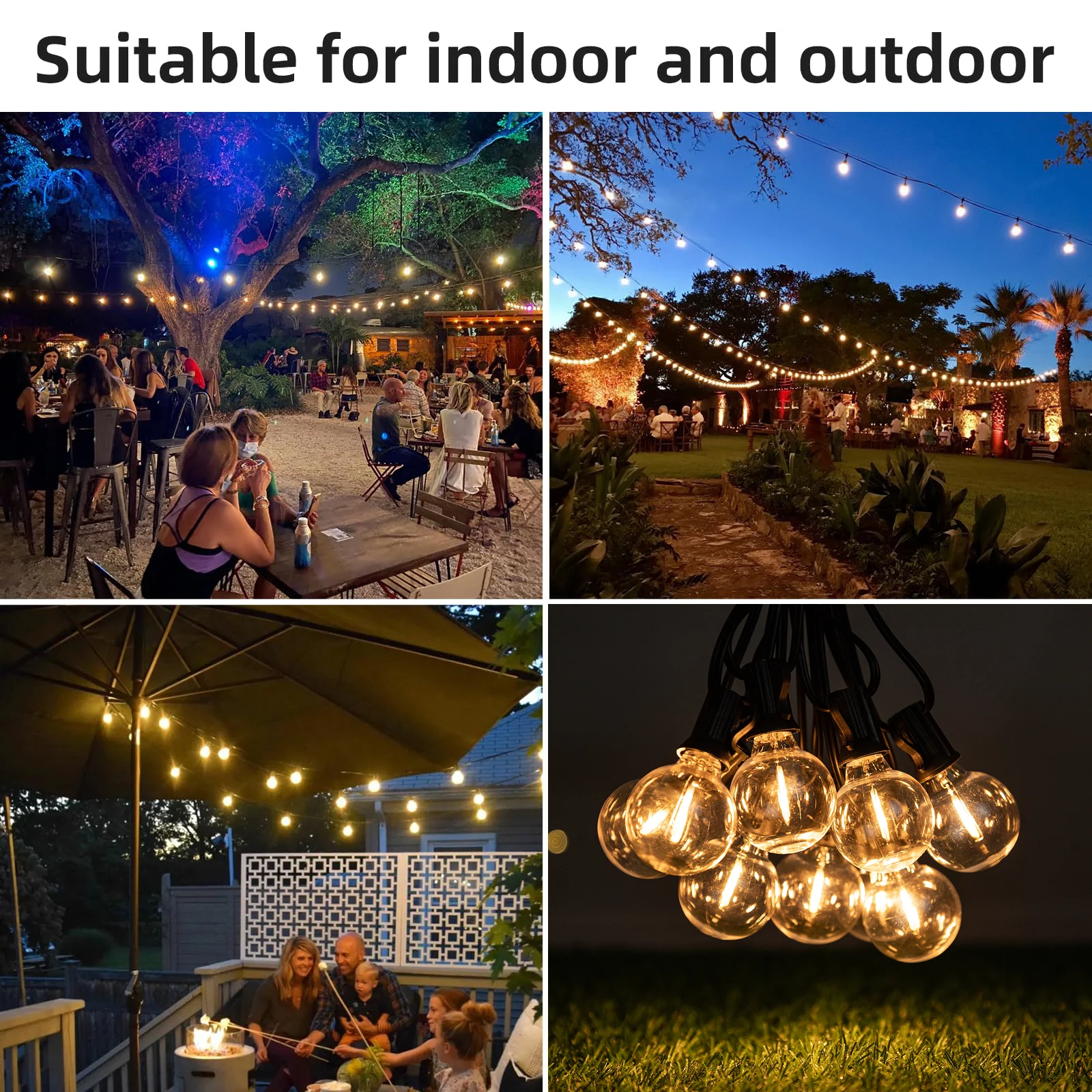 50Pcs G40 1W PET Shatterproof Light Bulb E12 110V 220V Dimmable Waterproof Plastic Led Globe Outdoor String Light Replace Bulbs