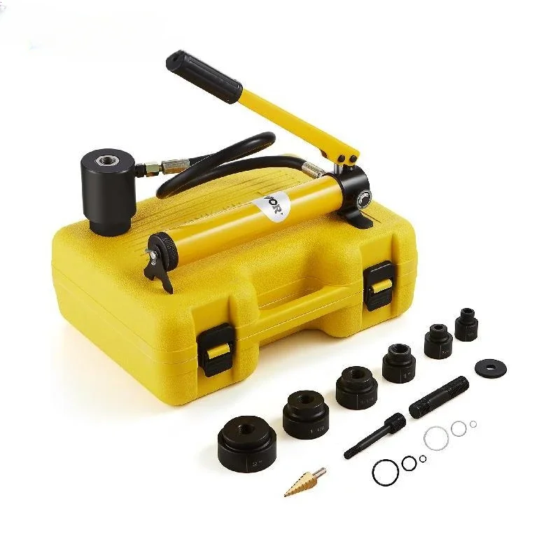 

Kit Driver Punch Sistem Gugur Hidrolik 1/2 "-2" W/6 Dies Baja Karbon Lembar Alat Reparasi Penggali Lubang Manuel