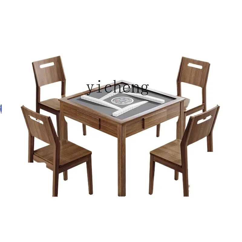 

XL solid wood roller coaster mahjong machine mahjong table fully automatic household integrated dining table dual-purpose