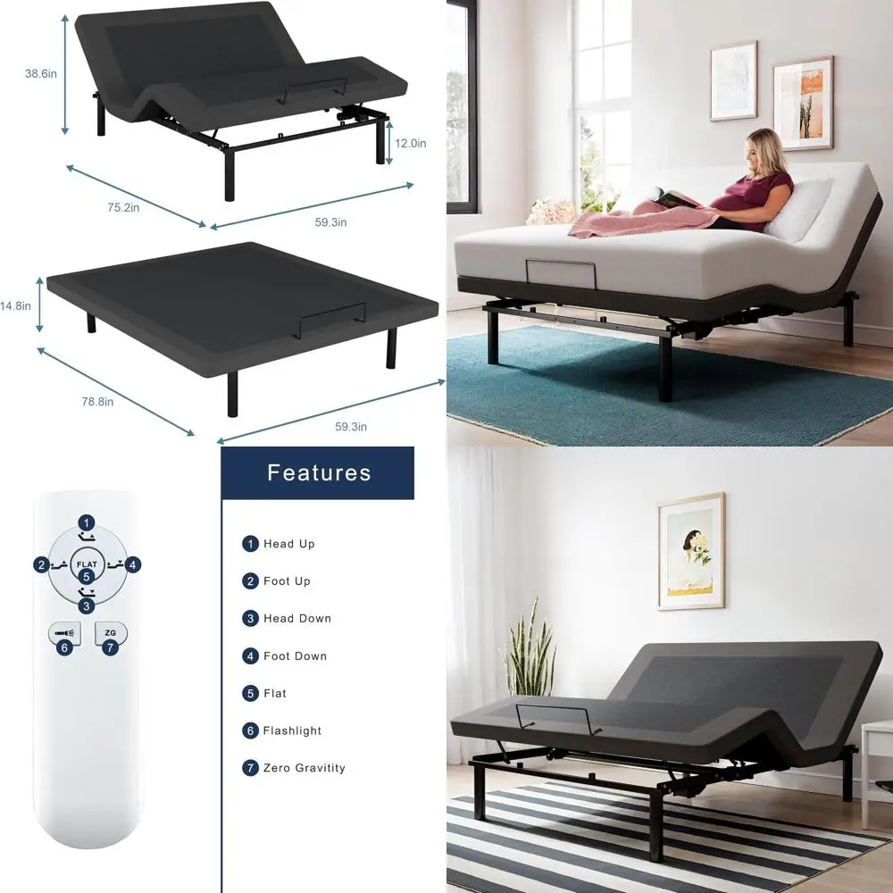 FARDLIFE Queen Adjustable Bed Frame with Wireless Remote, Dual Motors, Thick Edge