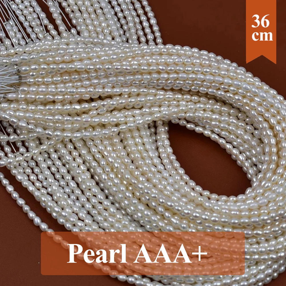 

3-4mm Punch Natural Freshwater Pearls Bead High Quality Small Rice Beads Women's Delicate Necklace DIY Jewelry Making Accessory