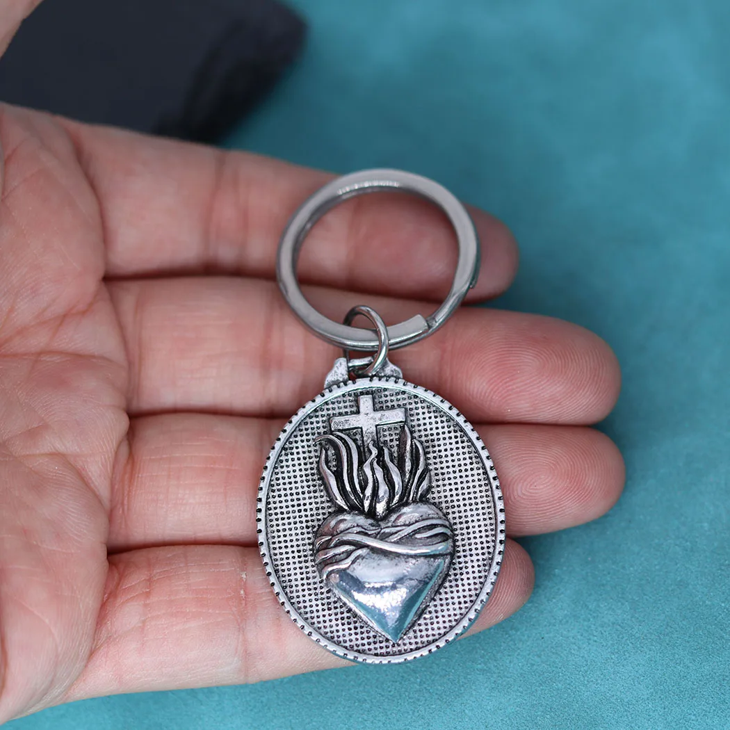 Sacret القلب المفاتيح للرجال النساء المسيحية تميمة قلادة مفتاح سلاسل الدينية الصليب مجوهرات تاليسمان هدية