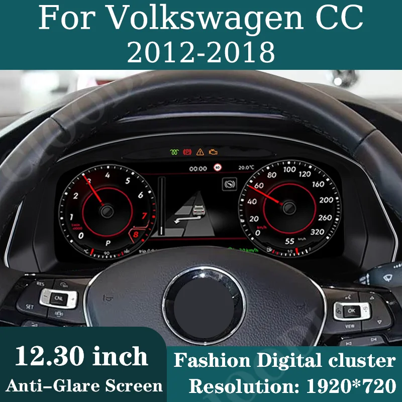 

12.3" LCD Digital Instrument Cluster For VW Volkswagen CC 2012-2018 Virtual Cockpit Speedometer Counter Dashboard Screen CarPlay