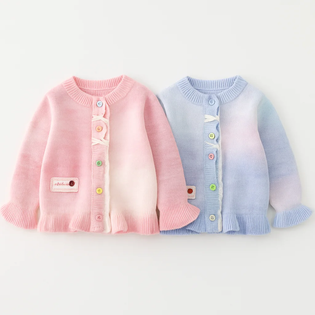 Baby Toddler Girl Knit Sweater Ruffle Cardigan with Bow Soft Long Sleeve Jacket Warm for Girls Clothes Kids 1–6Y Autumn Winter