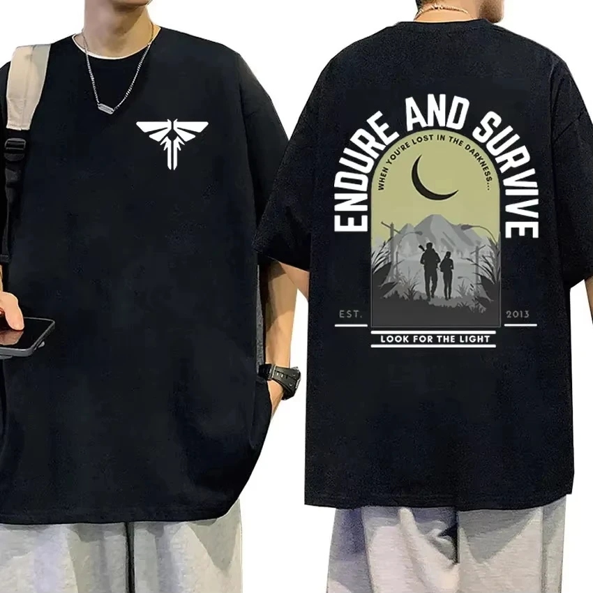 

2025 The Last of Us Vintage Graphic T Shirt Men's Fashion Cotton Short Sleeve T-shirts Unisex Cosplay Clothing T-shirt