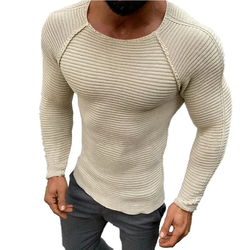 Sweater Spring Slim Solid Fashion inside Underwear Men Mock Neck Basic T-shirt Blouse Pullover Long Sleeve Top