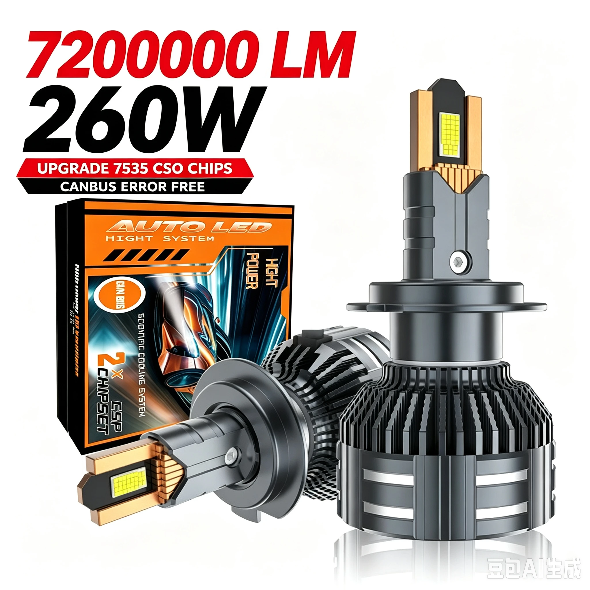 NXY 34 Copper Tube LED Headlight Bulb 440W H7 H4 12V 24V High Power Super Bright Focused Beam Car Headlamp Retrofit Truck Light