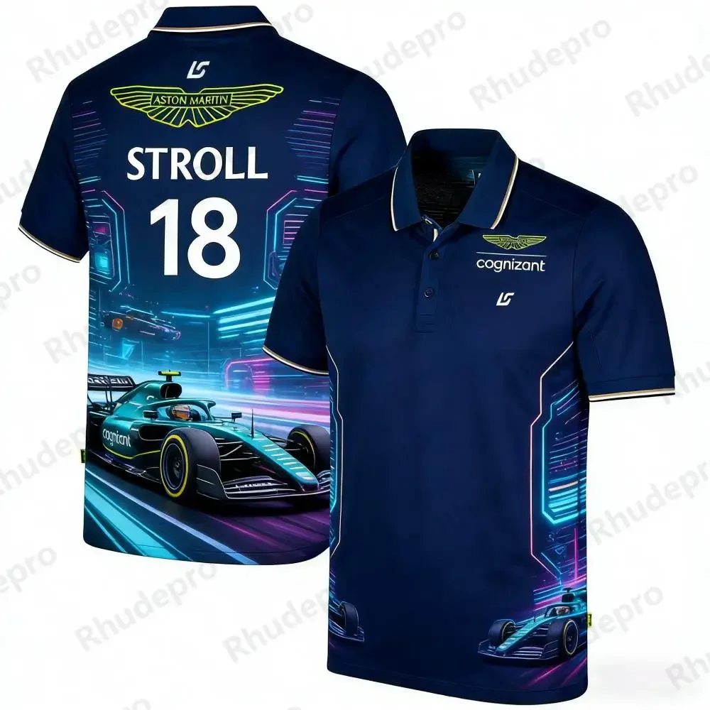 

Мужская летняя футболка-поло Aston Martin Alonso 14, оверсайз, модная, в стиле гоночной одежды