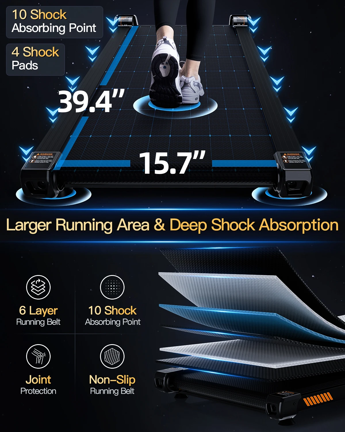 جهاز مشي تحت المكتب مع ميل تلقائي، جهاز مشي ذو 6 مستويات 13% منحدر تلقائي، جهاز مشي محمول بقوة 2.5 حصان للمنزل والمكتب #6