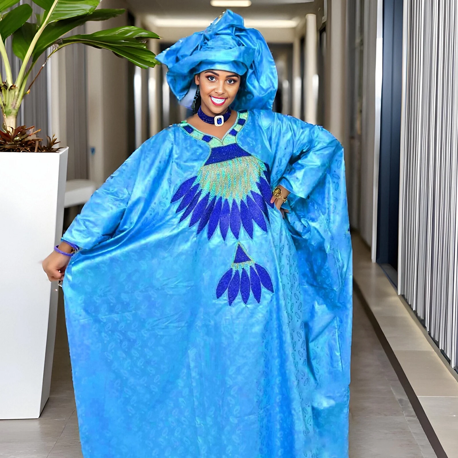 

African Dresses For Women Luxury Boubou Material Rich Embroidery Design