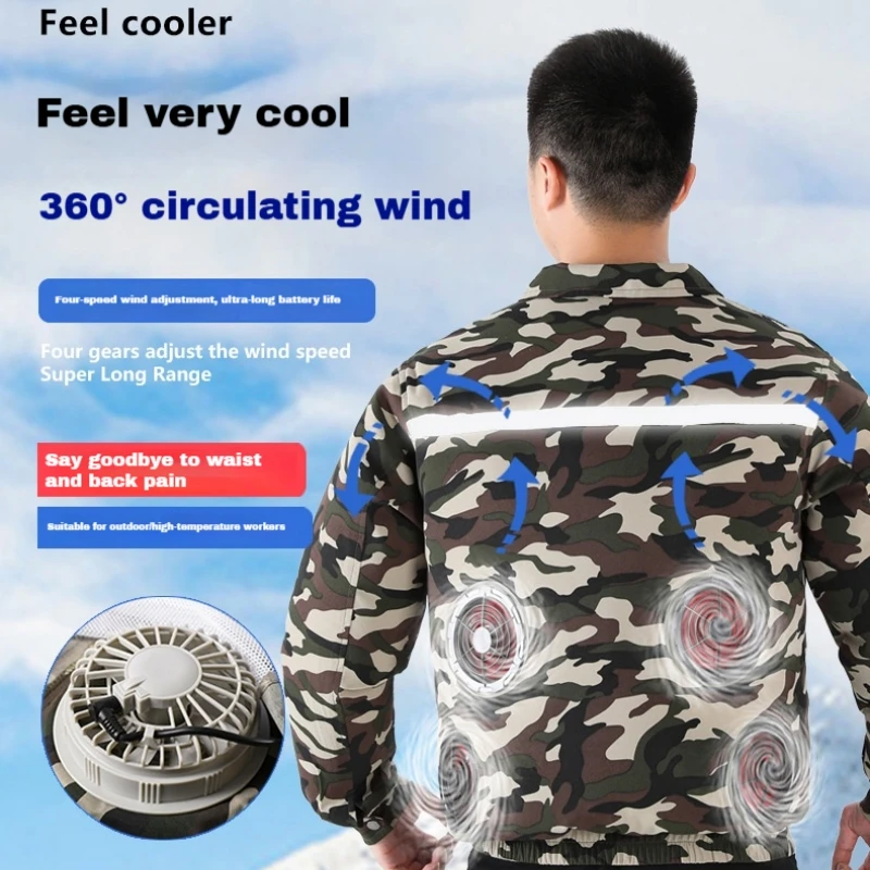 

12V high-power four fan air conditioning suit for summer, new outdoor labor protection workwear with fan, work clothes