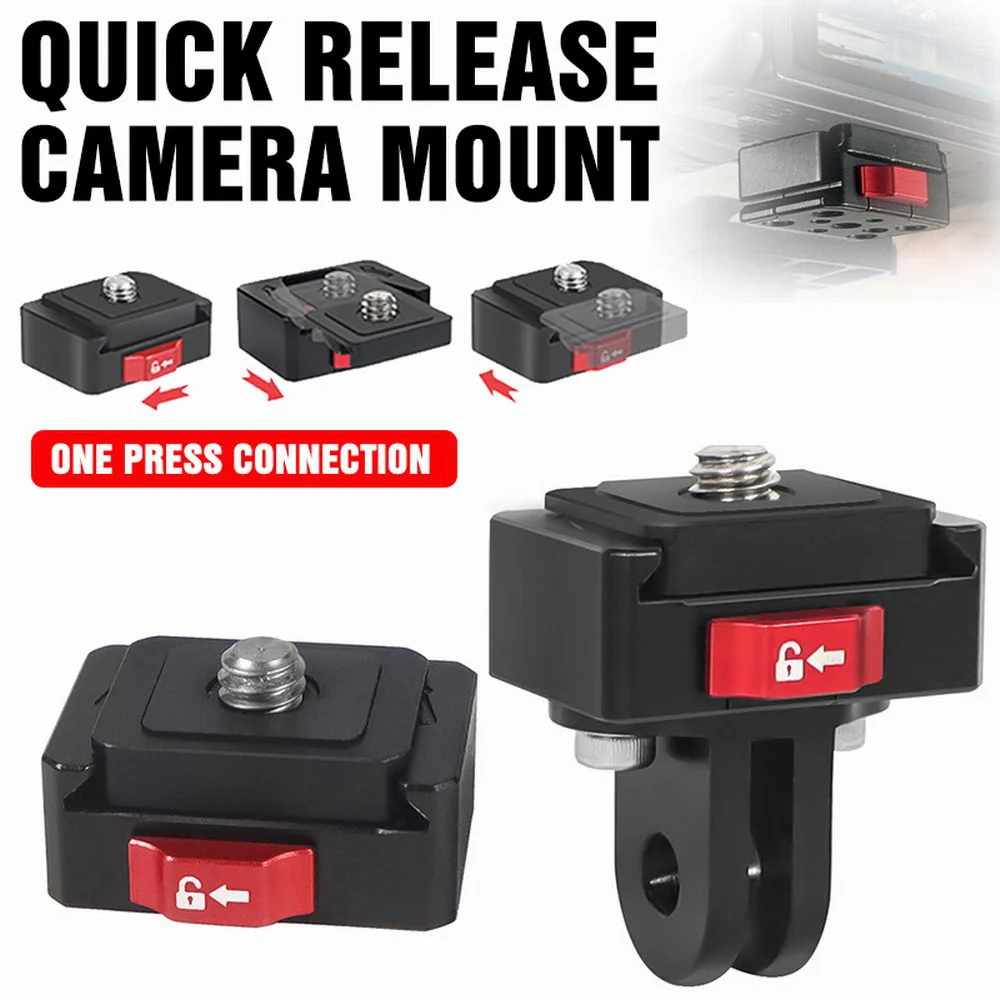 

DSLR Mini V-Lock Mount Quick Release Plate Clamp for Gopro 11 Camera Tripod Adapter Mount Board Quick Switch Kit Accessories