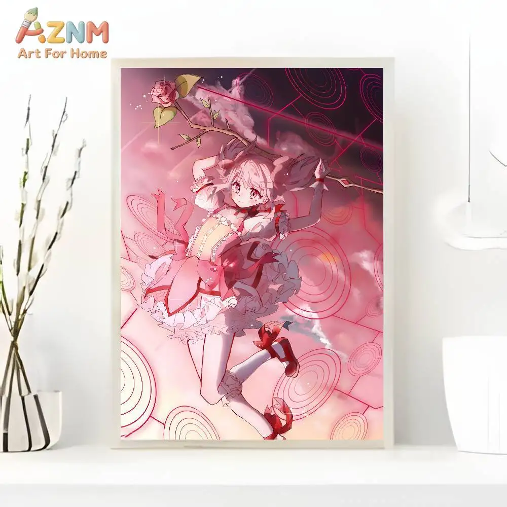 1 Stück Puella Magi Madoka Magica Rosa Mädchen Ästhetische Drucke und Poster Wandkunst Retro-Gemälde Heim Zimmer Café Club Wanddekoration