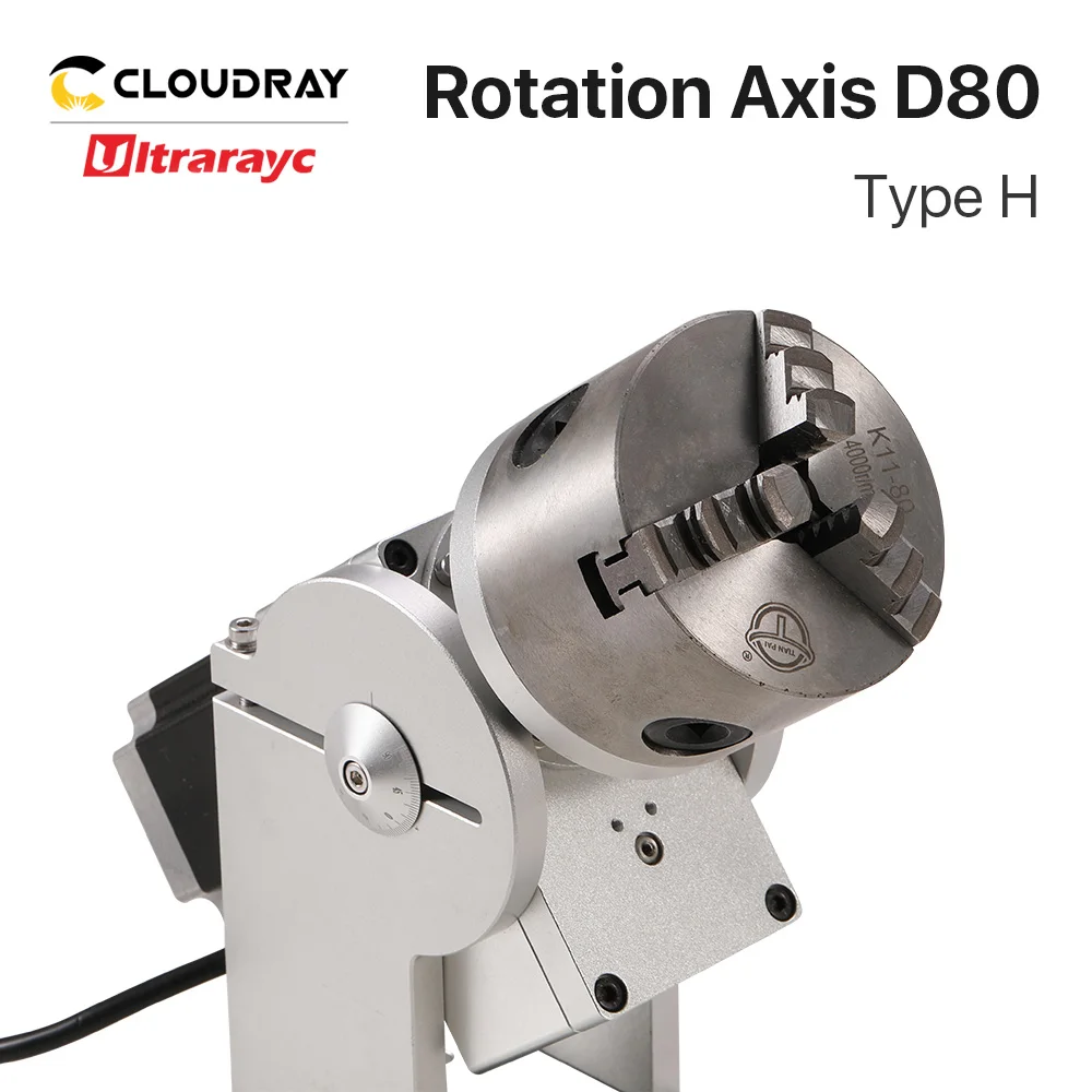 Ultrarayc Rotation Axis Diameter 80mm Rotary Attachment For Laser Marking Machine 9 Times Deceleration for Cylindrical