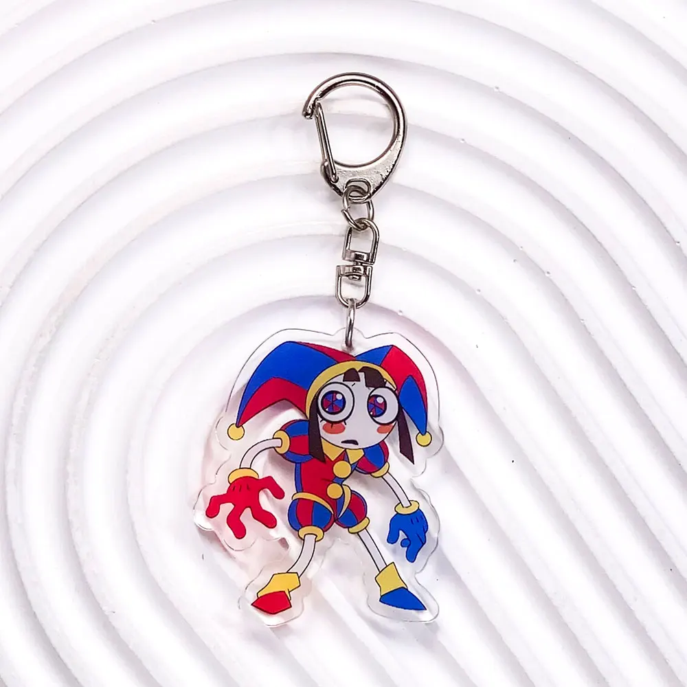 شخصيات كرتونية مذهلة السيرك الرقمي سلسلة مفاتيح مصنوعة من الأكريليك اكسسوارات حقيبة سحرية على ظهره قلادة كيرينغ هدايا للأصدقاء