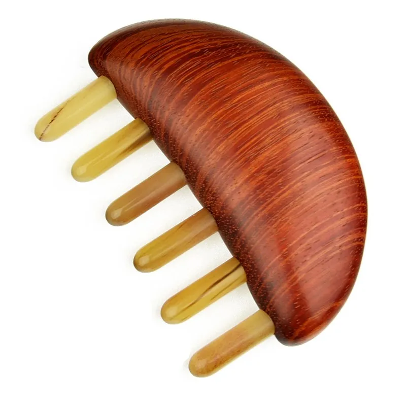 4 Types Sandalwood Horn Massage Combs Head Meridian Massage Comb Thicker Wide Teeth Acupoint Pressure Therapy Head Massager