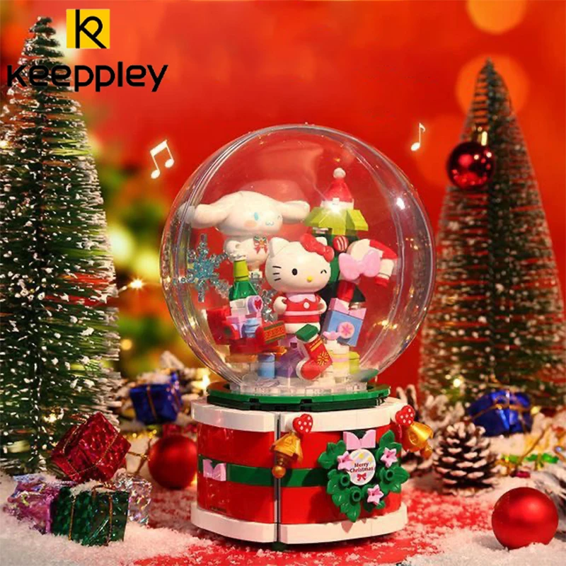 Keeppley Sanrio Assembled Building Blocks Kuromi Cinnamoroll My Melody Music Box Model Graphics Cartoon Children Christmas Gifts